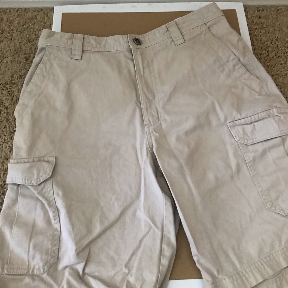 Cargo khaki shorts.